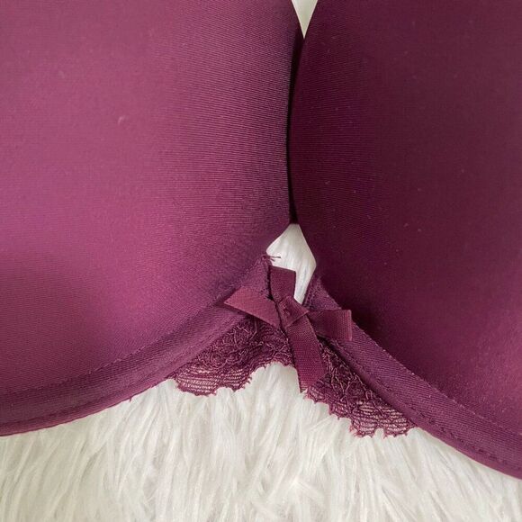 Women Victoria's Secret Underwired Lace Push Up Bra in Dark Magenta Size 32DD - Picture 2 of 12